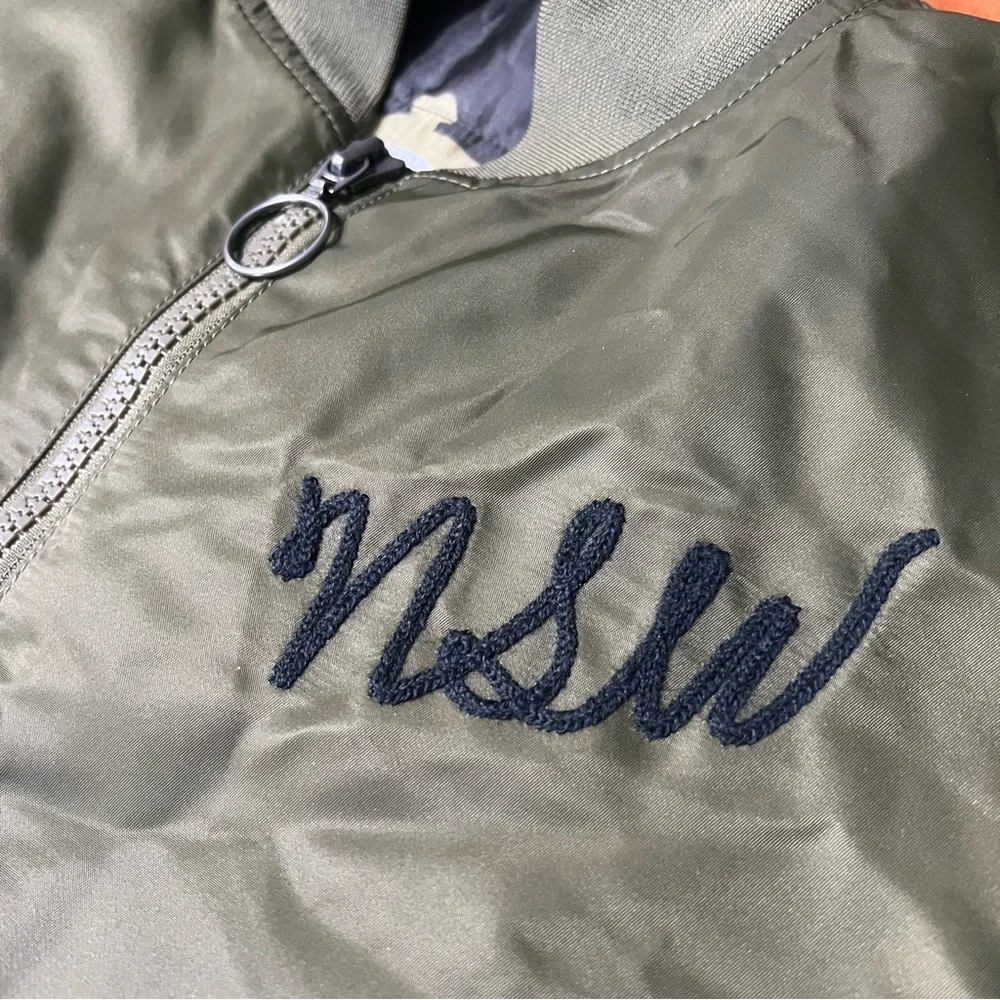 Nike NSW Insulated Long Varsity Bomber Jacket Green Camo Orange  Jacket small